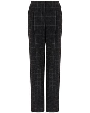 Emporio Armani Windowpane Plaid Tailored Trousers - Black