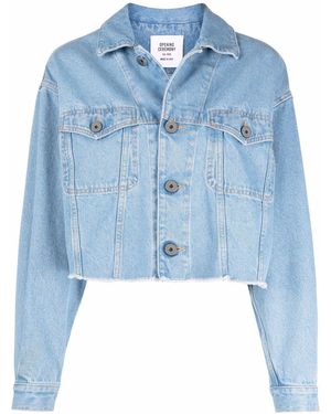 Opening Ceremony Logo-Print Cropped Denim Jacket - Blue