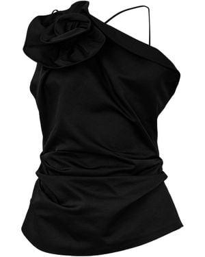 Magda Butrym Asymmetric One-Shoulder Top - Black
