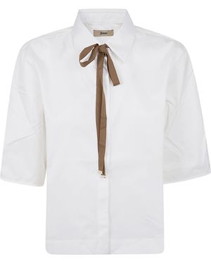 Herno Scarf Detail Short-Sleeve Shirt - White