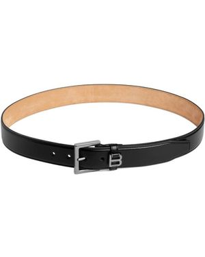 Balenciaga Logo Buckle Leather Belt - Black