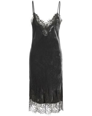 Gold Hawk Lace-Trim Slip Dress - Black
