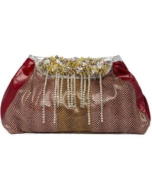 Dries Van Noten Embellished Embossed Clutch Bag - Brown