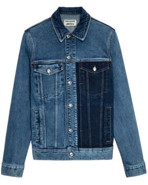 Zadig & Voltaire Colour-Block Stretch-Cotton Denim Jacket - Blue