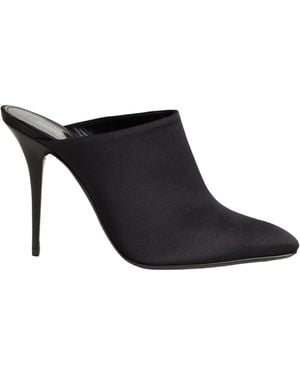 Saint Laurent Satin Pointed-Toe Mules - Black