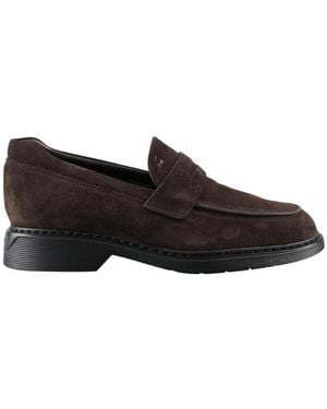 Hogan H576 Almond-Toe Loafers - Black