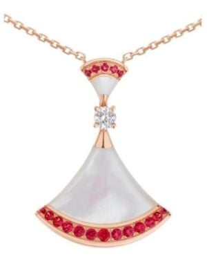 BVLGARI Diamond-Encrusted Fan Pendant Necklace - White
