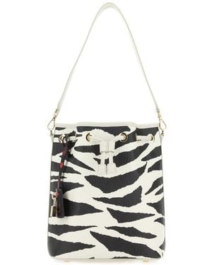 MCM Zebra-Printed Ruched Tote Bag - White