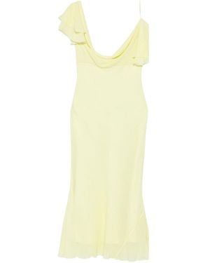Self-Portrait Georgette Frill Midi Dress - Yellow