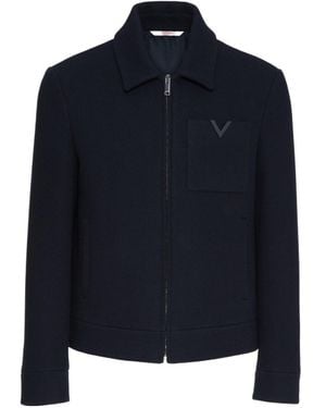 Valentino Zip-Up Straight Hem Jacket - Blue