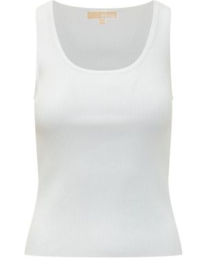 Michael Kors Michael Ribbed Scoop-Neck Tank Top - White