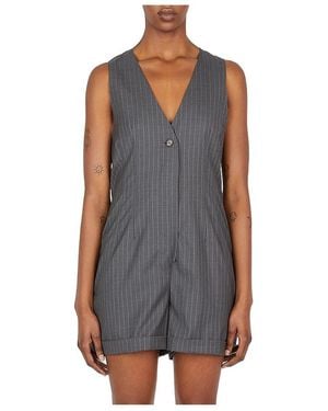 Max Mara Pinstriped Wool Jumpsuit - Black