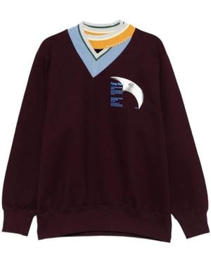 Kolor V-Neck Graphic-Print Sweatshirt - Purple