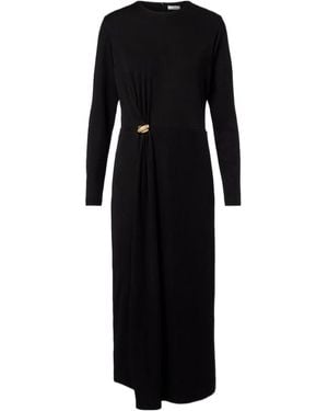 Vince Draped Wool-Blend Midi Dress - Black