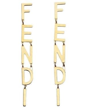 Fendi Signature Drop Earrings - White