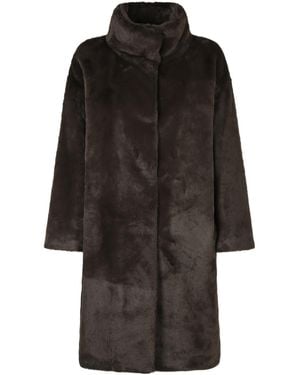 Herno Faux Fur Stand-Collar Coat - Black