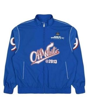 Off-White c/o Virgil Abloh Logo Printed Zip-Up Jacket - Blue