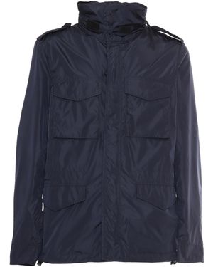 Aspesi Utilitarian Vento Jacket With High Collar - Blue
