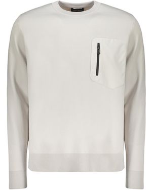 Herno Zip-Pocket Crew-Neck Knitted Jumper - White