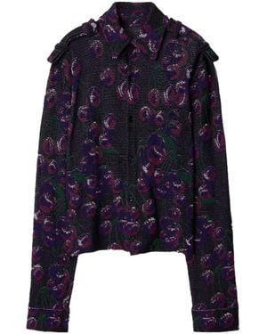 Burberry Cherry-Print Fine-Ribbed Shirt - Blue