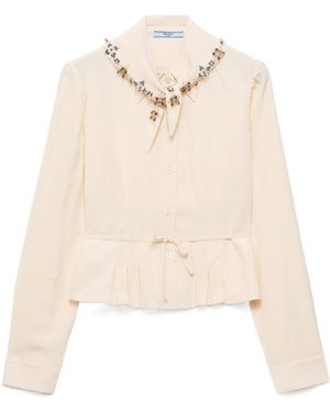 Prada Silk Marocain Shirt - Natural