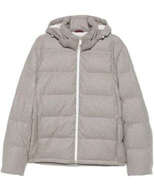 Brunello Cucinelli Houndstooth-Pattern Quilted Jacket - Gray