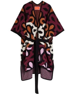 La DoubleJ Maiolika Patterned Wool Robe - Red
