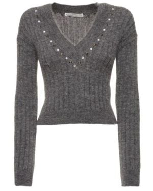 Alessandra Rich Rib Long-Sleeved Jumper - Grey