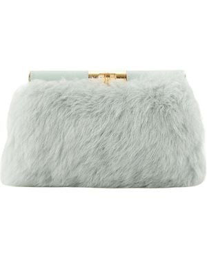 Dolce & Gabbana Marlene Leather-Trimmed Shearling Shoulder Bag - Grey