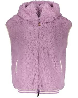Herno Hooded Faux Fur Gilet - Purple