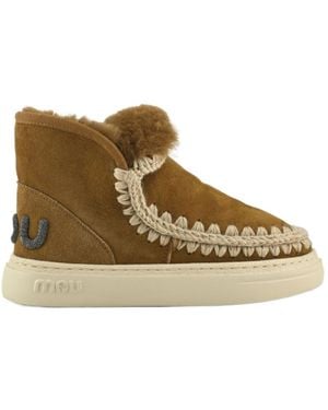 Mou Logo Trim Ankle Boots - Brown