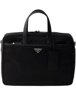 Prada Re-Nylon And Saffiano Leather Work Bag - Black