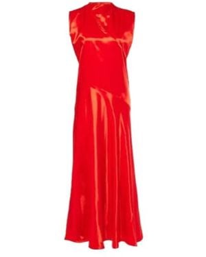Jil Sander Satin Midi Dress - Red