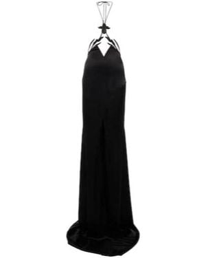David Koma Embellished Cady And Satin Gown - Black