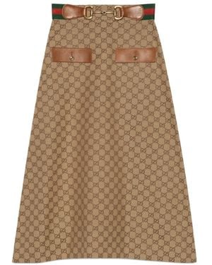 Gucci Gg Allover Midi Skirt - Natural