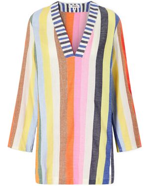 lemlem Striped Cotton-Blend Mini Dress - White
