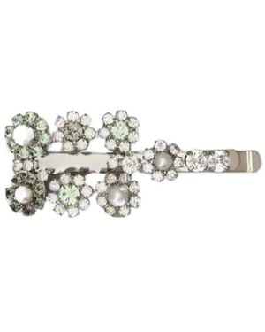 Roger Vivier Flower Strass Hair Clip - White