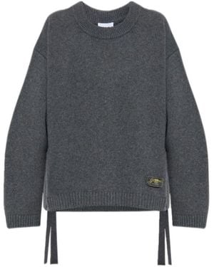 Ganni Logo Patch Oversized Jumper - Grey