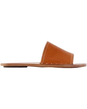 TOTEME Studded Leather Slides - Brown