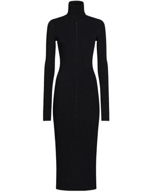 Marni Turtleneck Ribbed-Knit Long-Sleeved Dress - Black