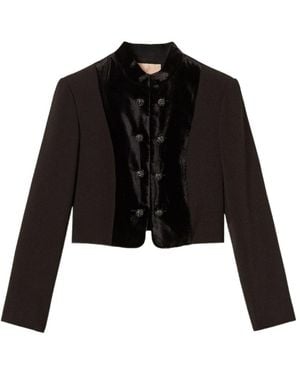 Twinset Casual Jacket With Velvet Details - Black