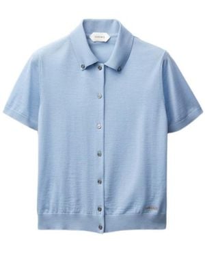 Versace Short-Sleeve Button Cardigan - Blue