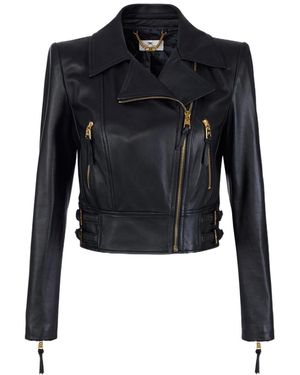 Elisabetta Franchi Leather Biker Jacket - Blue
