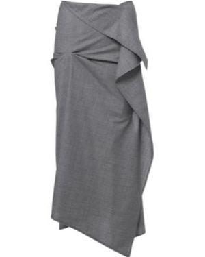 Victoria Beckham Asymmetric Draped Wool Midi Skirt - Gray