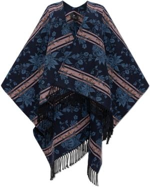 Etro Floral Jacquard Cape - Blue