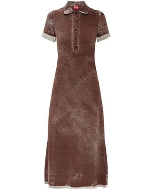 DIESEL M-Lourens Half-Buttoned Polo-Collar Midi Dress - Brown