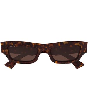 Gucci Eyewear Rectangular Logo-Detail Sunglasses - Brown