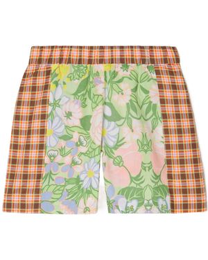 Rave Review Patchwork Pure Cotton Shorts - Green