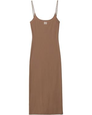 Miu Miu Stretch Jersey Dress - Brown