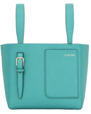 Valextra Patch-Pocket Zip-Up Mini Tote Bag - Blue